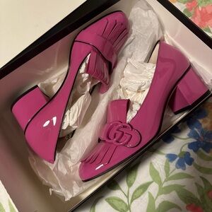 Gucci Pink Patent Marmont Pumps